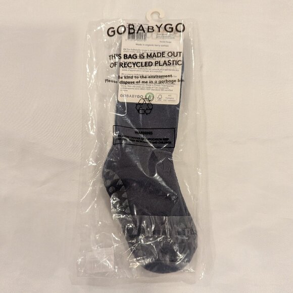 NWT GoBabyGo Non-Slip Rubber Grip Tall Socks (Navy, Organic Cotton Terry) - Picture 8 of 9